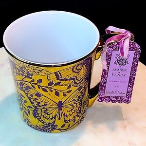 DWELL STUDIO CUP MUG BUTTERFLY PURPLE GOLD NEW 19 oz